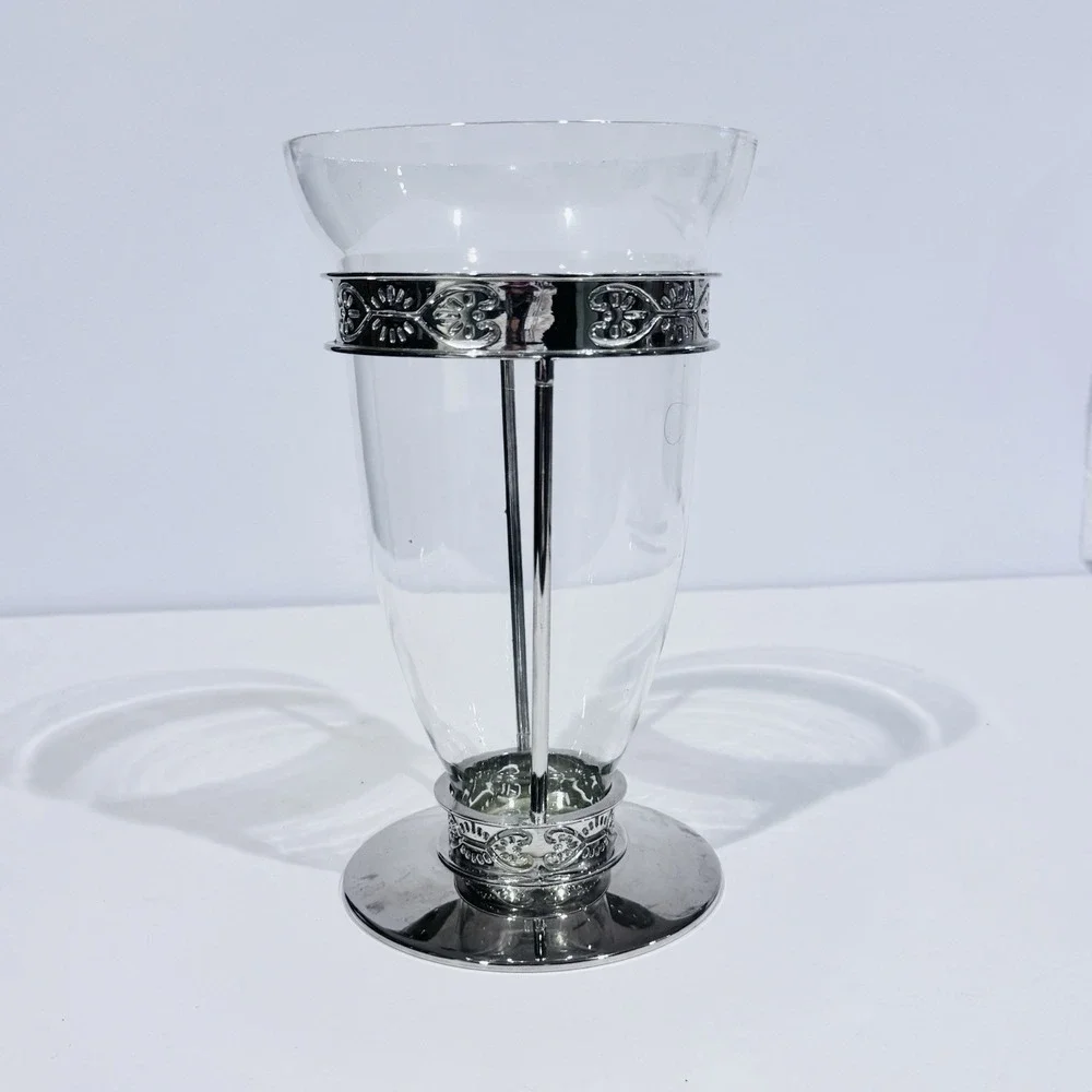 Vintage FTD Silver Plated Clear Glass 9
